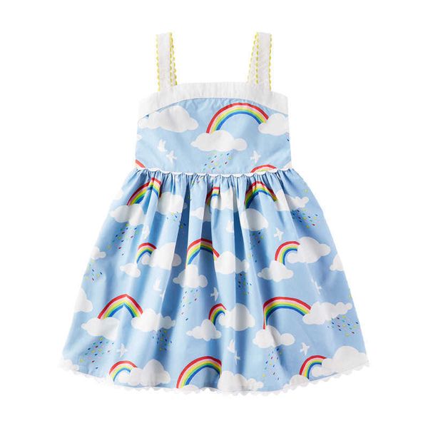Little maven Dress Girls Robe sans manches Rainbow Pattern Baby Summer Party Robes Toddler Clothing Animal Princess Dress 210908