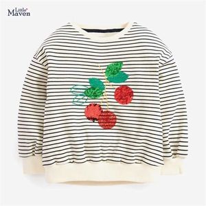 Kleine Maangen Meisjes Lange Mouwen Sweatshirts Cherry Paillette Zuigeling Baby Katoenen Kleding voor Kinderkleding 211110