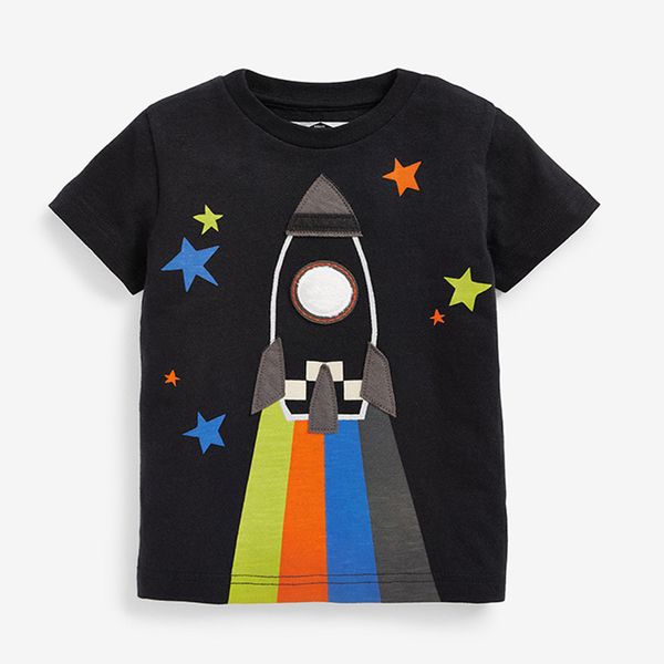 Little Maven Shirts for Boys Summer Clothes Rockets Appliques Toddler Boys Tops Tees pour 5 ans
