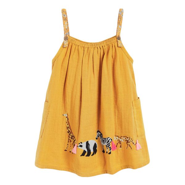 Little maven robe d'été bébé filles coton animaux jaune slip robe beaux enfants vêtements décontractés pour enfants 2-7 ans