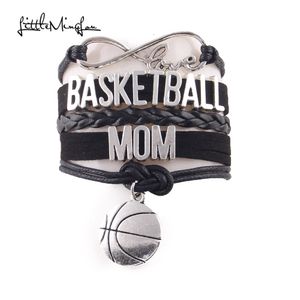 Little Minglou Infinity Love BASKET-BALL MAMAN bracelet Basket-ball breloque en cuir wrap bracelet bracelets pour femmes bijoux
