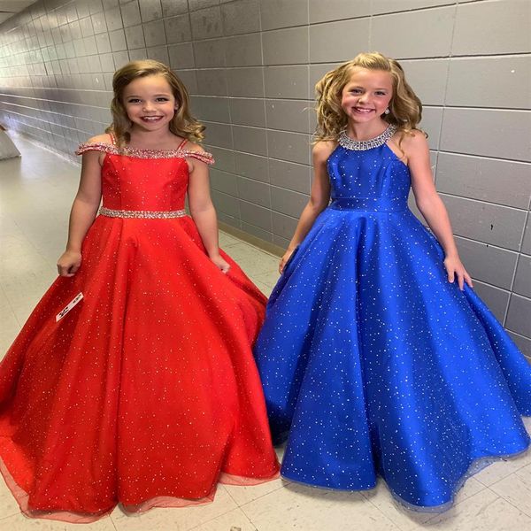 Little Miss Pageant Dress para adolescentes Juniors Toddlers 2021 Rhinestones Lentejuelas Organza real Vestido largo para niños Fiesta formal Rebordear Ha228a