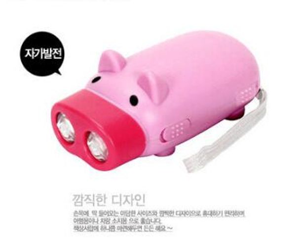 Little Pig Shape Tube Mini Llavero LED Linterna Antorcha Acampar al aire libre Senderismo Luces portátiles Potencia de presión manual con caja al por menor