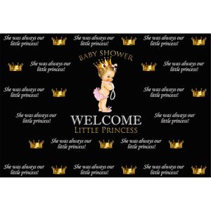 Kleine prinses achtergrond voor fotografie gouden kroon pasgeboren baby shower rekwisieten meisje verjaardagsfeestje thema fotogo booth achtergrond