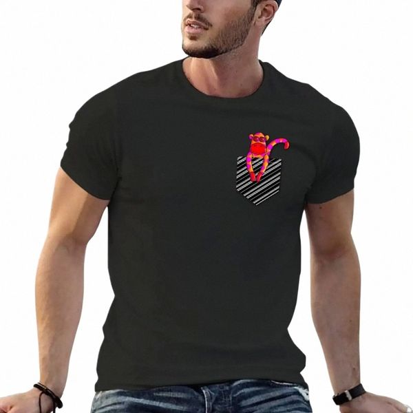 Pequeño bolsillo despojado con patrón de lunares Calcetín Mkey Camiseta Funnys Boys Animal Print Plain T Shirts Hombres O2h6 #