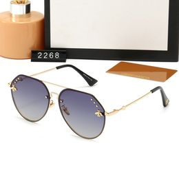 petites lunettes de soleil Marque abeille designer mode nouveau métal grand cadre Lunettes de soleil rétro hommes et femmes verre haut de gamme