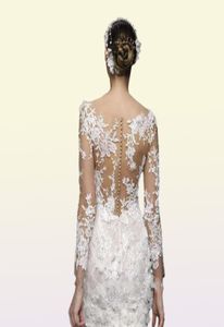 Petite robe blanche Robes de mariée courtes en dentelle avec manches longues Illusion Back Luxury 3d Floral Summer Beach Bride Bride3396403