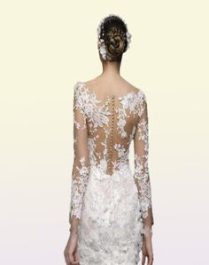 Petite robe blanche robes de mariée en dentelle complète avec illusion à manches longues Back Luxury 3d Floral Summer Beach Bride Bride4931341