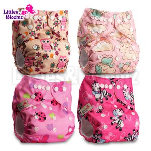Littles Bloomz 4pcsset bébé lavable réutilisable véritable tissu poche couche-culotte envelopper 4 couches couches et 0 inserts dans un ensemble 240111