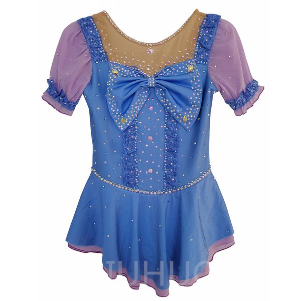 LIUHUO Personnaliser Les Couleurs Robe De Patinage Artistique Filles Adolescents Jupe De Danse De Patinage sur Glace Cristaux De Qualité Extensible Spandex Vêtements De Danse Ballet Performance Dégradé