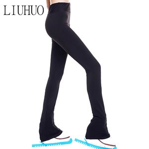 LIUHUO Pantalon de Patinage Artistique pour Femme Fille Combinaisons d'entraînement de Patinage Artistique Plus Pantalon en Velours Collants Chauds Pantalon Strass Noir