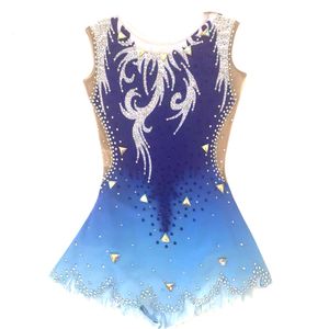 LIUHUO gros bleu gymnastique justaucorps jupes natation synchronisée justaucorps patinage artistique mini jupe ritmica gymnastique costumes