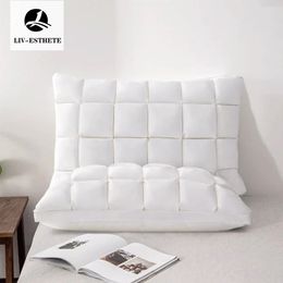 Liv-Esthete Cadeau de sommeil 100 % duvet d'oie Oreiller de luxe résistant au duvet 100 % coton Blanc Literie Style 3D Rectangle Queen King Oreillers 240103