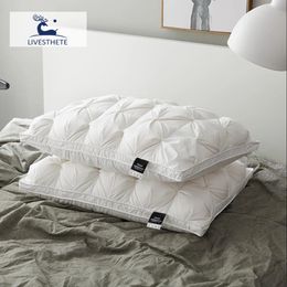 Liv-Eshêt White Goose Down Oreiller à craindre King Queen 100% Cotton Liberter 3D Style Rectangle Pillow for Sleep Drop 231220