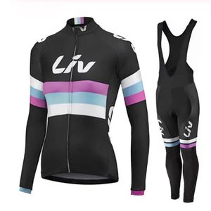 LIV Women Autumn Cycling Jersey Set Long Sleeve Breathable Clothing Maillot Ropa Ciclismo Bicycle Outdoor Sportswear240417