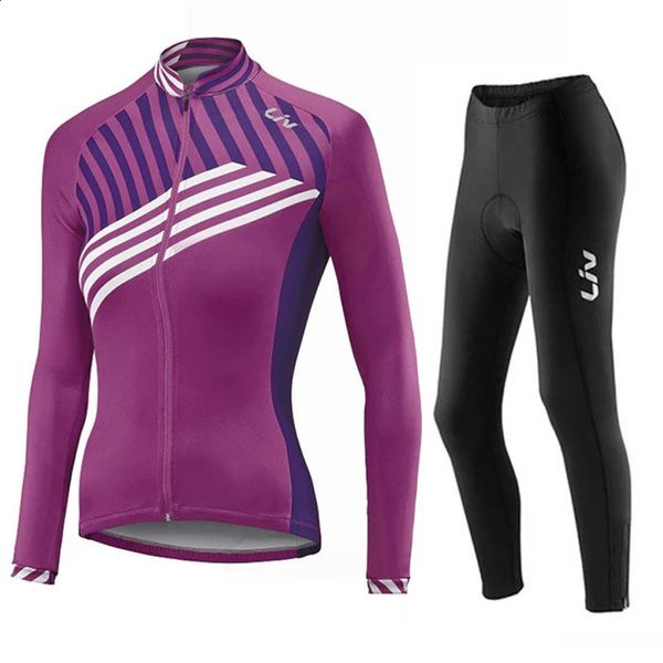 Liv Women Cycling Jersey Set automne à manches longues à manches longues à manches longues Mtb Maillot Ropa Ciclismo Bicycle Sportswear Bike Uniforme 240426