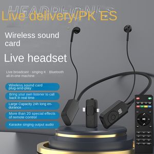 Live-uitzending met goederen Karaoke Geluidskaart Headset Geïntegreerde Bluetooth Lange uithoudingsvermogen Draadloze monitor Opname Ruisonderdrukking Halter Headset Oor