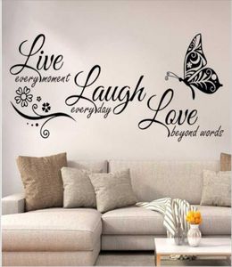 Live Laugh Love Papillon Fleur Mur Art Autocollant Moderne Stickers Muraux Citations Vinyles Autocollants Autocollants Décor À La Maison Salon5647709