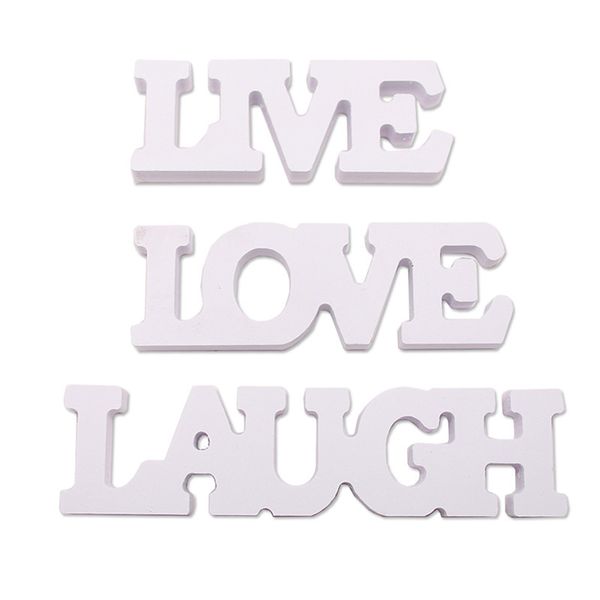 Live Love Laugh Letras de madera Letrero de madera Letrero Decoración de pared en placa blanca Signo Compromiso Decoraciones para bodas