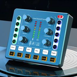 Live Geluidskaart Studio Record Professionele Geluidskaart Bluetooth Microfoon Mixer Voice Changer Live Streaming Audio Mixer Karaoke 240119