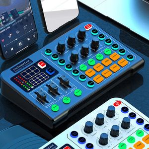 Carte son en direct Studio Record Carte son professionnelle Bluetooth Microphone Mixer Changeur de voix Live Streaming Audio Sound Mixer 240119