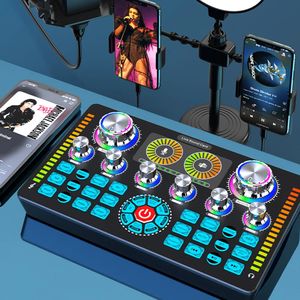 Live Sound Card Studio Record de tarjeta de sonido Bluetooth Mixer Mezclador de voz de voz en vivo Contastador de sonido de sonido Karaoke Hogar 240411