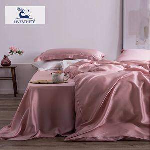 LivEsthete – ensemble de literie 100% soie rose, qualité supérieure, Nature, drap de lit pour femmes, housse de couette, taie d'oreiller, Queen King, été, 240312