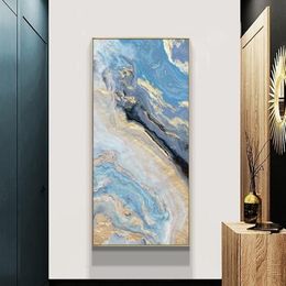 Salon Mural Chambre Maison Peinture Toile Océan Scandinave Abstrait Pour Art Nordique Paysage Marin Mur Doré Image Moderne Décorative O1870