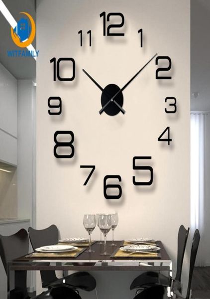 Salon 3d grande horloge murale Diy Big Mirror Stickers muraux Quartz Miroir acrylique Miroir Modern Design Home Decoration5840644