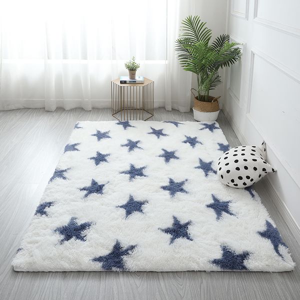 Salon chambre tapis Polyester Filament soie fille coeur Ins vent mignon peluche chambre d'enfants chevet couverture tapis de sol