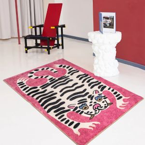Salon tapis léopard tigre motif intérieur décoration moelleuse peluche pour enfants tapis de chambre à coucher lavable gadier de sol sans glissement