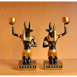 Woonkamer Egyptische stijl decoratie hond god anubis desktop creatieve kaarshouder thuis ornament geschenk decoraties T200709