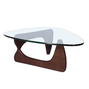 Meubles de salon 19 mm table basse de noyer foncé triangle en verre en bois massif en bois de base de base gouttes de gouttes à la maison jardin otrpu