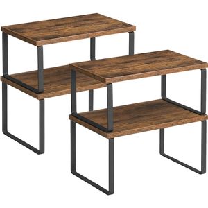 Ensemble de 4 étagères de rangement pour meubles de salon, ensemble de 4 étagères de comptoir de cuisine, étagère à épices empilable et extensible en métal et ingénierie Otls6