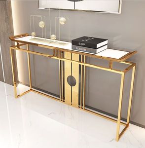 Meubles de salon de style chinois de luxe en acier inoxydable Marbre Porche Table Club Hôtel Side View Console Cabinet