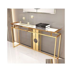 Meubles de salon style chinois luxe en acier inoxydable marbre porche table club el vue latérale console armoire livraison directe maison gar dhirp