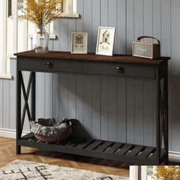 Meubles de salon Table console de ferme Choochoo avec Der pour entrée - Canapé de couloir rustique vintage Stable X supports et elle Dhn8K