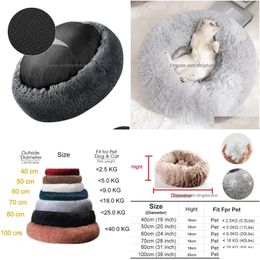 Woonkamermeubilair Hondenmand Donut Grote Grote Ronde Mand P-bedden voor honden Medium Accessoires Pluizig Kennel Kleine Puppy Wasbaar Huisdieren Dhfwj