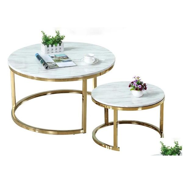 Meubles de salon Tables basses rondes en marbre 100% modernes de luxe italien, bureau pour table à combinaison simple 2 en 1 en fer 1567451 Drop Dhuxa