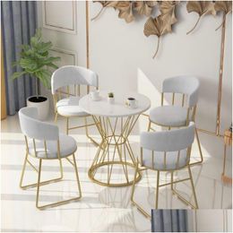 Meubles de salon Nordic Light Table de négociation de luxe Café Dessert Shop Chaise en métal pour la décoration intérieure Livraison directe Jardin Dh1Dt