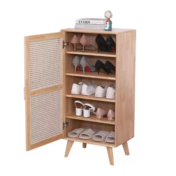 Meubles de salon Meuble à chaussures tissé en rotin en bois massif pur Moderne Simple Hall Porche Armoire de rangement de grande capacité Nordicl House Sacs Bagages Boîtes à air Accès