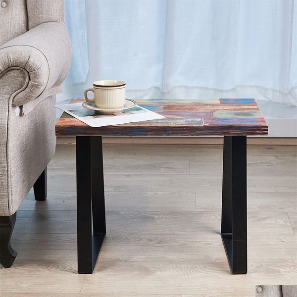 Meubles de salon Table d'appoint en bois récupéré petit banc d'entrée rectangulaire coloré pour salon chambre à coucher 13X21.5X17 Drop Otzyi