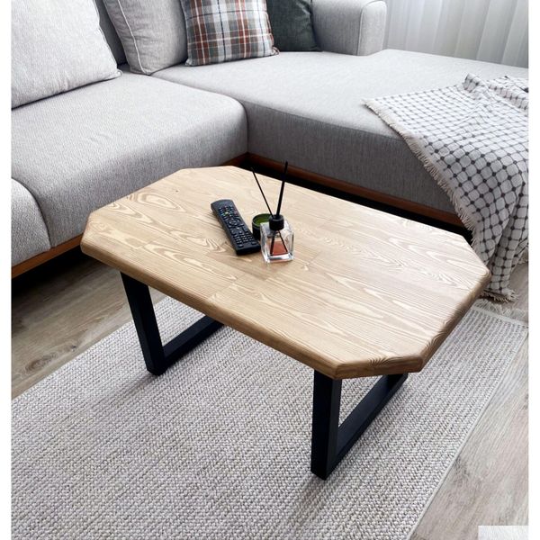 Muebles de sala Mesa de centro de madera Moderna de mediados de siglo hecha a mano para sala de estar con patas en forma de U Entrega de entrega Home Garden Furni OTS4Z