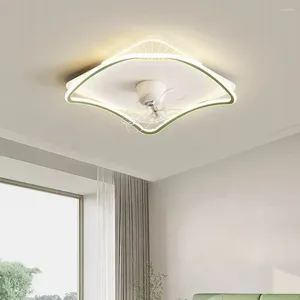 Salon LED Style nordique moderne carré minimaliste rotatif ventilateur de plafond avec lumière pour chambre acrylique plafonnier