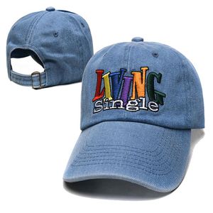 LIVING single denim Mens Womens Baseball Cap Designer Hat Fitted Caps Street Casquette Unisexe Réglable Dôme avec Lettre Embroide243f