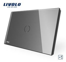 Livolo AU US C9 Standaard Touch Switch Gray Crystal Glass Panel2ways Touch Regeling Licht Switchcross Remote Draadloze regeling T208812060