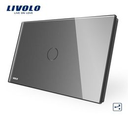 Livolo AU US C9 Standaard Touch Switch Gray Crystal Glass Panel2ways Touch Regel Licht Switchcross Remote Draadloze regeling T201331273