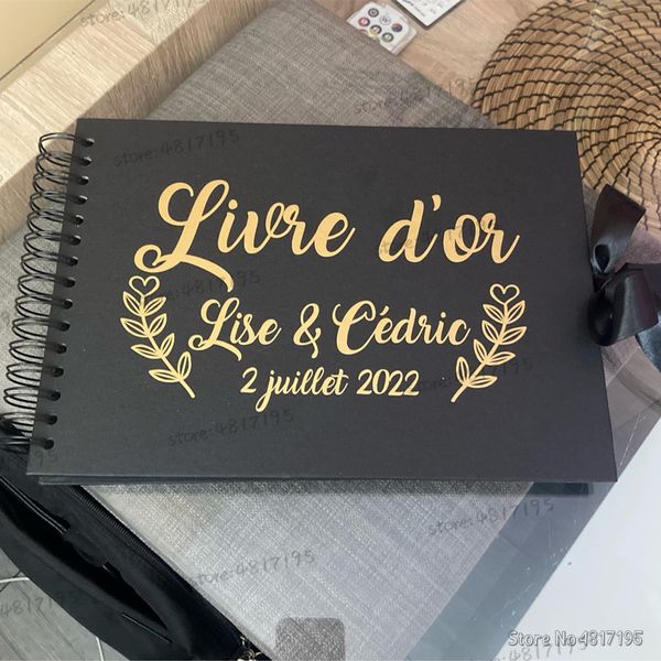 Pegatinas de boda Livre d'or, libro de invitados, calcomanías de vinilo de firma, regalos personalizados, caja de tarjetas, pegatina de vinilo decorativa