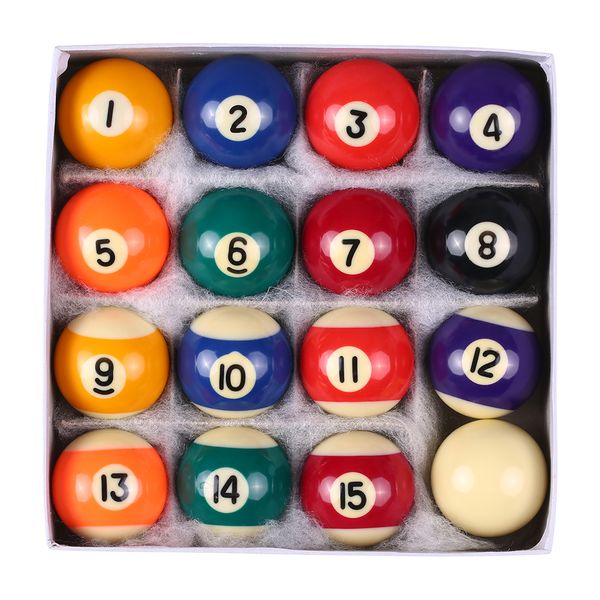 Bolas de billar de 25MM/38MM para niños, juego completo de bolas de billar de resina de poliéster, taco pequeño