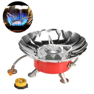 Lixada Stove Windproofproof Piezo Ignition Lotus Gas Outdoor Cuisinage Cuisine avec adaptateur pour le camping Randonnée Picnic 240306